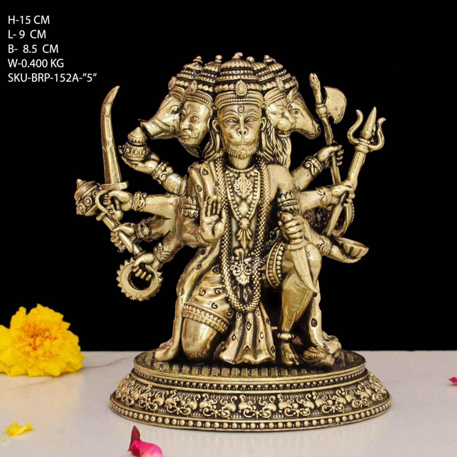 Lord Panchmukhi Hanuman Ji Idol, Bajrang Bali Sankat Mochan Hanuman Murti, Brass