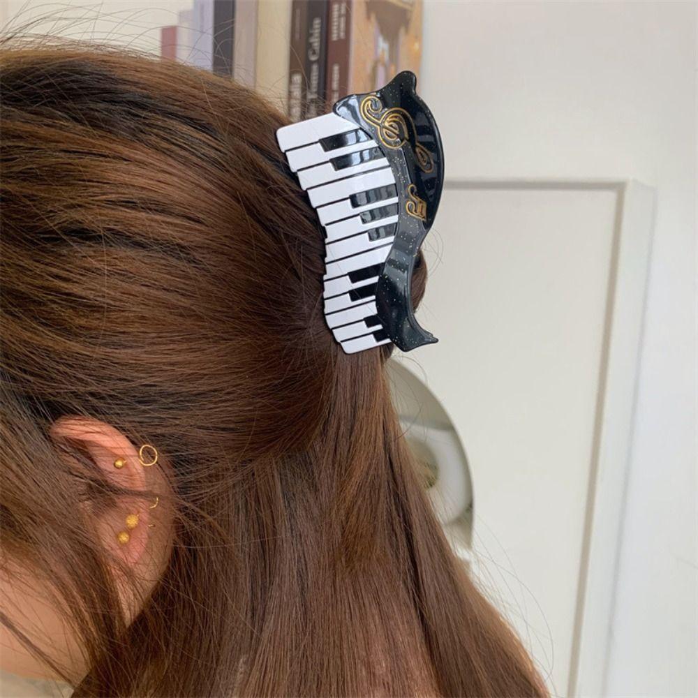 Video Tape Acetate Guitar Hair Claw Acetic Acid Big Shark Clip Personalized Music Hair Clip  Female