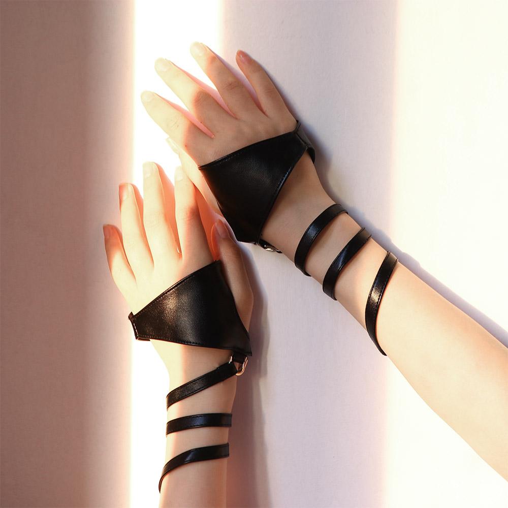 

Apparel Accessories Solid Color Fingerless Gloves Wrist Band Women Lolita Gloves Punk Costume A