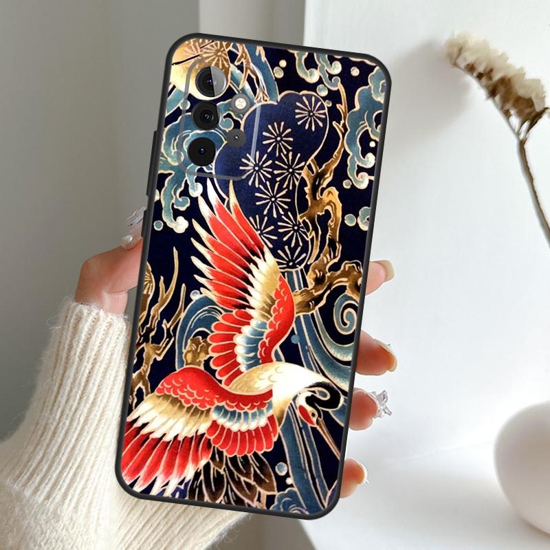 Art Crane Waves Case For Samsung Galaxy A13 A33 A53 A06 A17 A56 A36 A26 A16 A15 A35 A55 A34 A54 A52 A12 A32