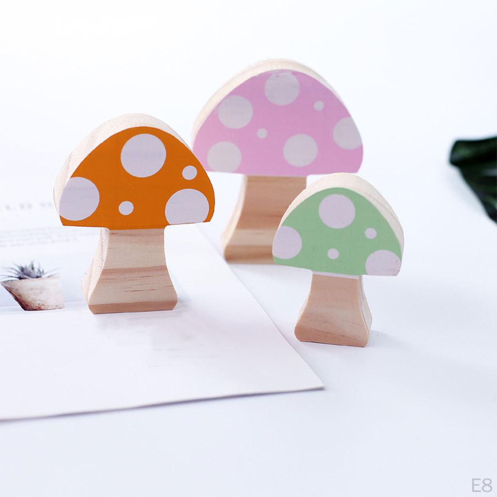 3Pcs Wooden Mushroom Building Blocks Ornaments Room Decor Colorful Wood Photo Props Home
