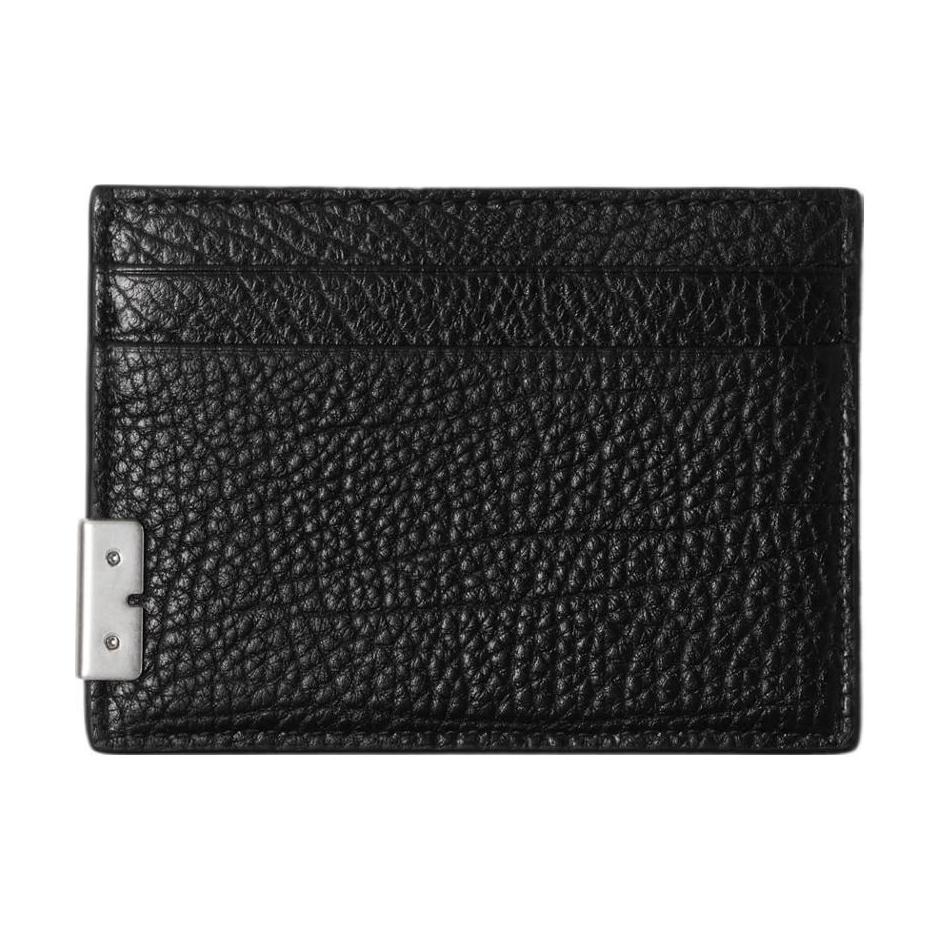 

Burberry Black Grainy Leather Card Holder, Luxury Silver-Tone Hardware Slim Credit Card Case for Men, Daily Carry & Travel Use 80837541 Basic Set (Bag+Dust Bag)