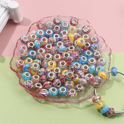 30/50/100pcs perle en résine à grand trou perle scintillante, perle d'espacement à grand trou perle d'artisanat européenne, fabrication de colliers bracelets bijoux DIY