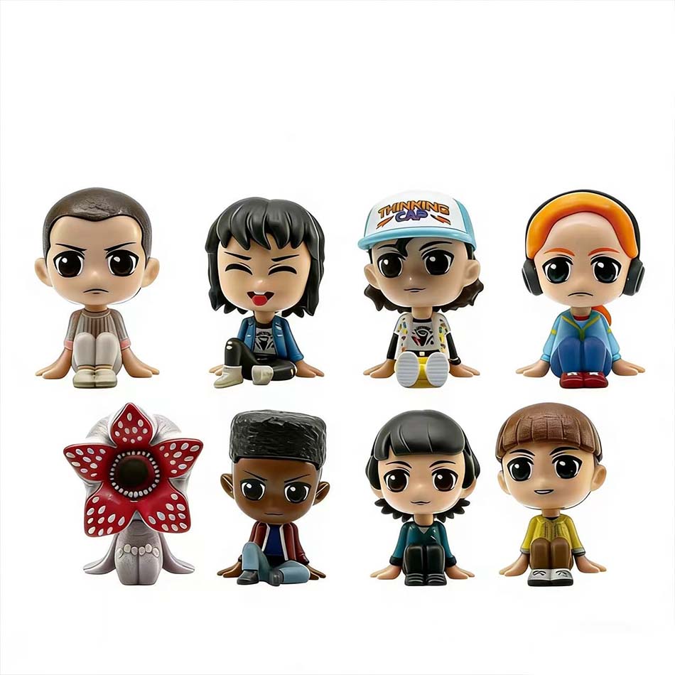 8pc Anime Strangers Things Q-version Sitting posture Figure Jane Ives Will Byers Action Figure desktop statue Toy gift