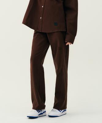 UCLA Unisex Preppy Over-Wide Collar Denim Pants [Brown](Ub8Dp20_55)