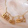 18K Gold Plated Stainless Steel Zodiac Pendant Necklace - European & American Fashion