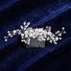 Bridal Pearl Hair Comb White Crystal Wedding Hair Jewelry Ornaments Elegant Alloy Hairpins for Bride Bridesmaid Party Headdress