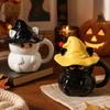 With Lid Ceramic Ghost Cat Mug 450ml Magic Kitty Coffee Cup Magic Hat Milk Cup Afternoon Tea