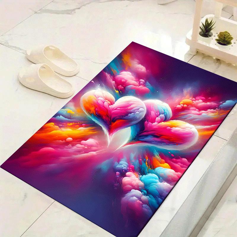 

1pc Two love hearts Design Indoor Area Rug - Soft, Anti-Slip, and Durable Gaming Room Decor for Bedroom 60cm by 90cm