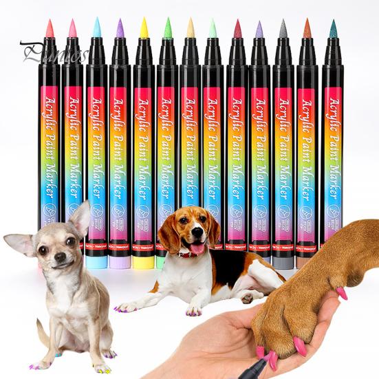 

12 цветов, набор ручек для дизайна ногтей для домашних животных, быстросохнущая кисть, забавные креативные ручки для лака для ногтей в виде лап домашних животных, принадлежности для маникюра для домашних животных для щенков, кошек, маленьких домашних живо