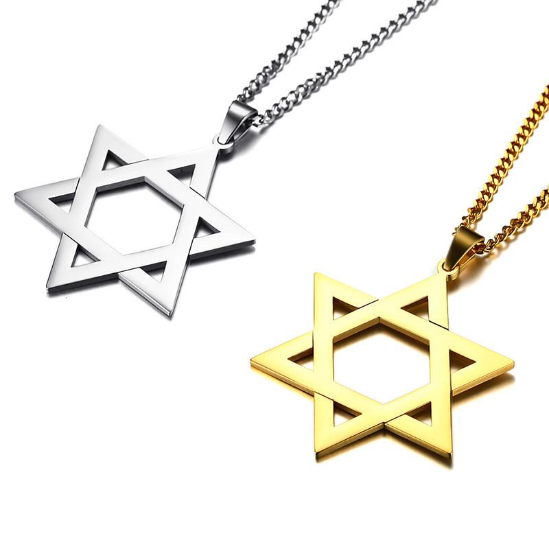 Vnox Trendy Hexagram Pendant Necklace for Man High Quality Stainless Steel Star of David Shape 24" Link Chain Male Jewelry