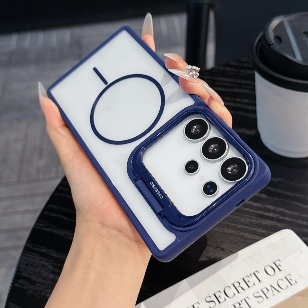 Camera Stand Clear Hard Armor Case for Samsung Galaxy S25 S24 S23 Ultra Plus For Magsafe Wireless Charging Acrylic Cover Funda