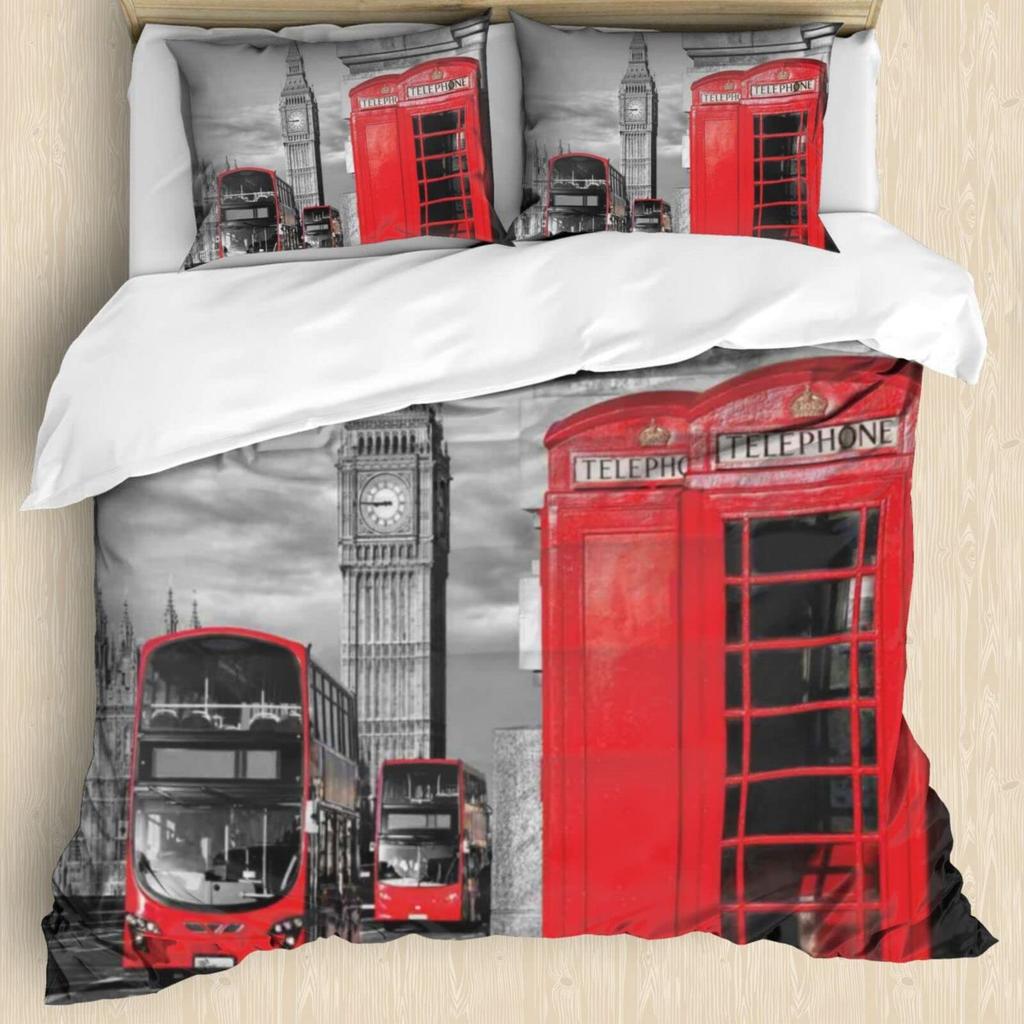 Telephone Booth Duvet Cover Sets For Teens Adults Lightweight Down Quilt Covers Room Decor 2 Pillowcases 1 Duvet Cover No Quilt