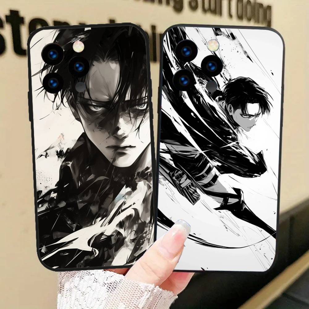 Custodia per Telefono Levi Ackerman Attack On Titan Per IPhone 17 Air 16 15 14 13 Pro Max 11 12 Copertura Nera in Silicone