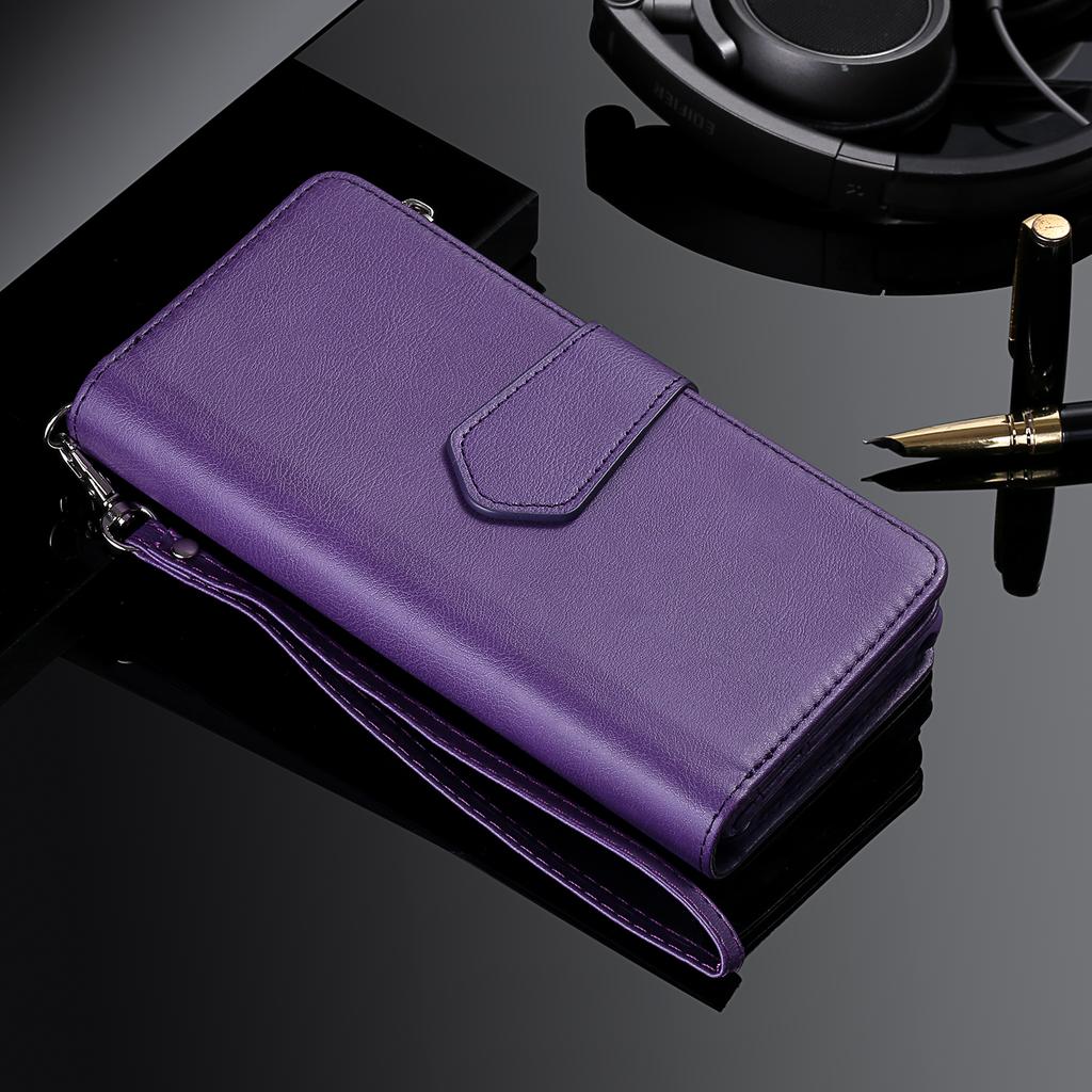 Zipper Leather Wallet Magnetic Detachable Case for Samsung Galaxy S22 Ultra S21 FE S20 A52 A13 A23 A33 A53 A12 Cards Solt Cover