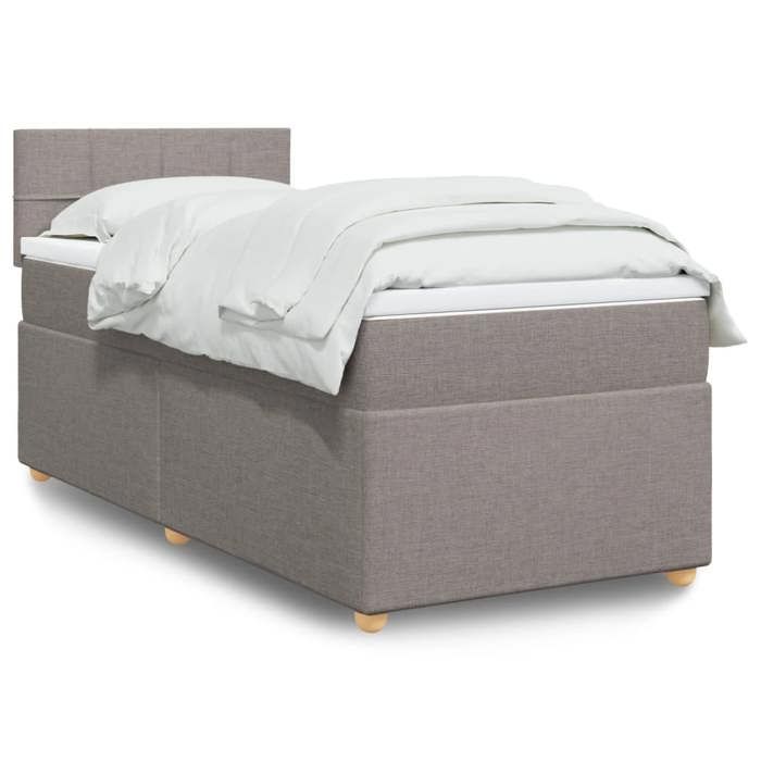 VidaXL Sommier à lattes de lit avec matelas Taupe 90x200 cm Tissu 3286567