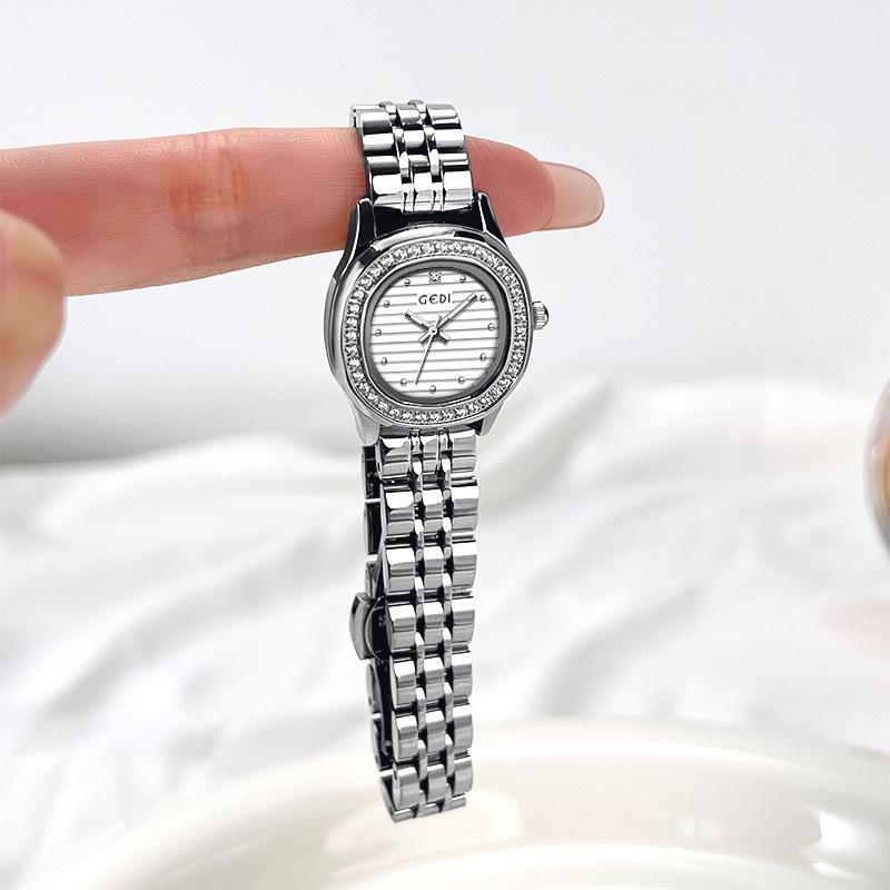 Fashion Women'S Diamond-Encrusted Quartz Steel Belt Watch Light Luxury High-End Sense Versatile Temperament Waterproof Watch