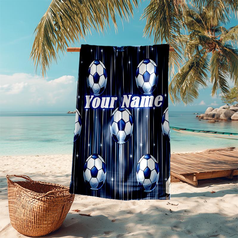1PC Custom Name Soccer Stars Beach Towel Highly Absorbent And Sand-Resistant Towel for Swimming, Pool, Yoga, And Travel Lightweight