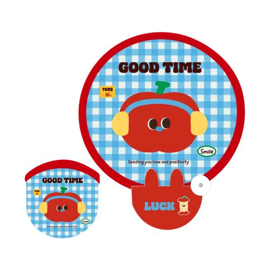 Cartoon Folding Round Fan with Photography Reflector Portable Lightweight Pocket Size Outdoor Travel Camping Summer Handheld Fan