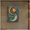 Metal Wall Art Sun Moon Mystic Galaxy Vintage Tin Sign