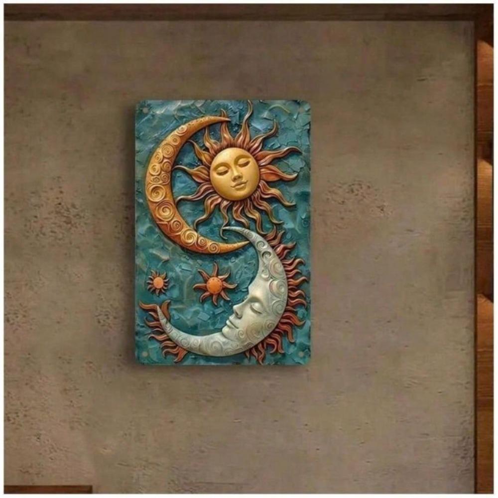 Metal Wall Art Sun Moon Mystic Galaxy Vintage Tin Sign