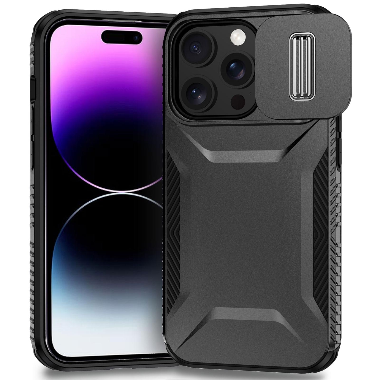 

For iPhone 14 Pro Case TPU+PC Phone Cover with Sliding Lens Protection D