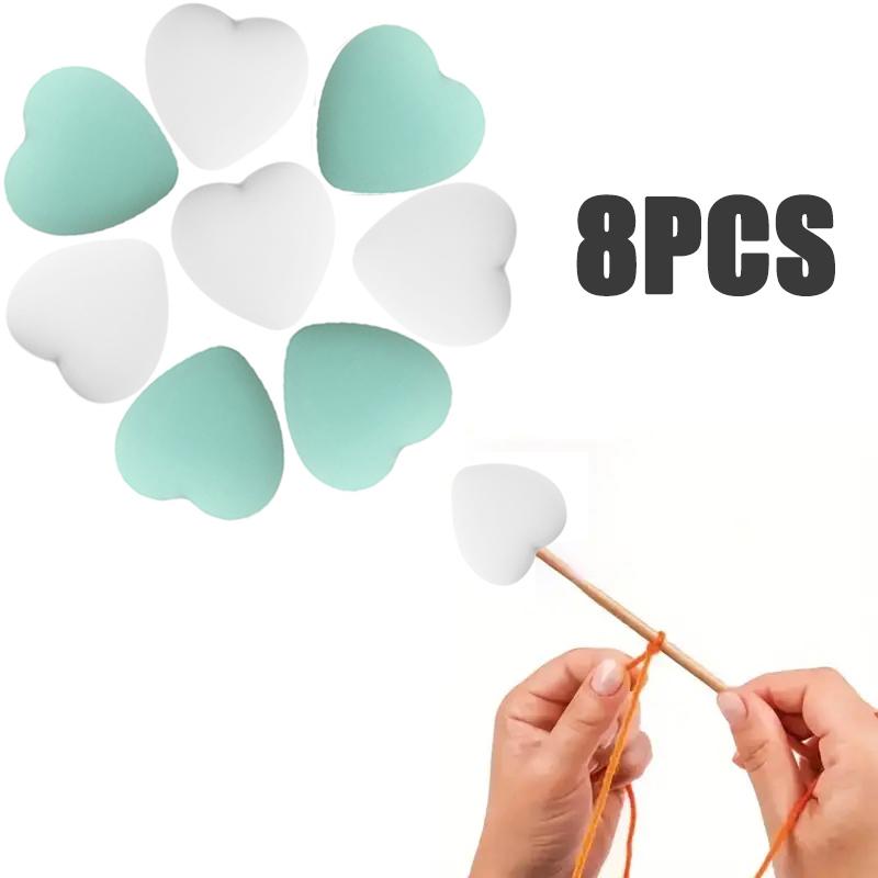 8/10/12PCS Multicolor Heart Stitch Needle Tips Stoppers Silicone Knitting Needle End Caps Cute Knitting Needle Point Protectors