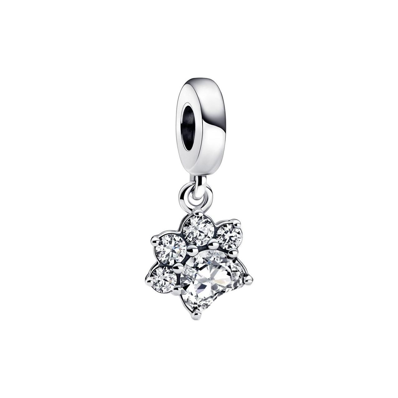 Pandora Shining Cute Pet Paw Print Charm 3D Inlaid Stone Women Charm Silver 792247C01 Box,F,Silver