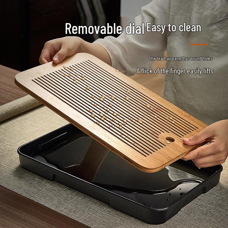 Bamboo Tea Serving Tray with Drainage