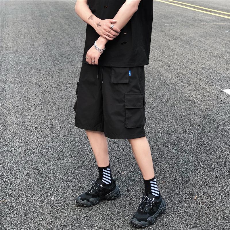 IELGY Cool Hong Kong Style Men's Summer Overalls Shorts Men