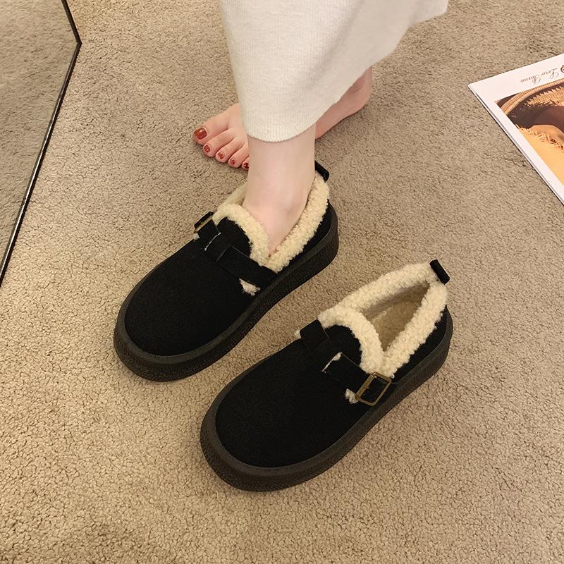 

2025 новые зимние бархатные мягкие подошвы на одной педали на плоской подошве теплые шерстяные туфли Boken осенне-зимние хлопковые туфли сноубутсы 36