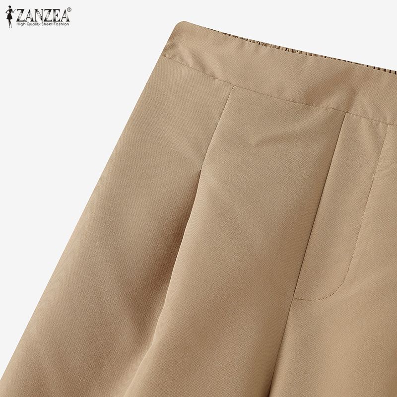 ZANZEA Women Casual Solid Color Loose A-Line Capri Pants