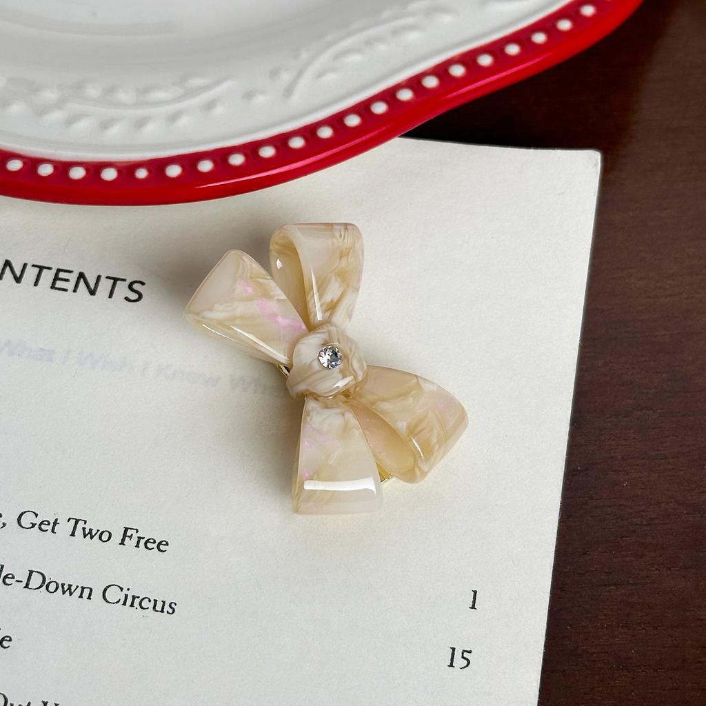 Korean New Cute 4.5cm Stereoscopic Bow Hair Tie Hair Clip For Sweet Girls Rhinestones Acetate Hair Rope Duckbill Clip