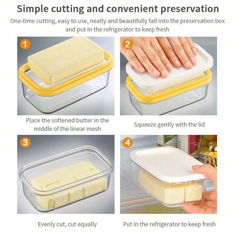 Rectangular Butter Dish with Cutter Temperature Resistant Cuttable Design Butter Container Kitchen Storage Container with Lid