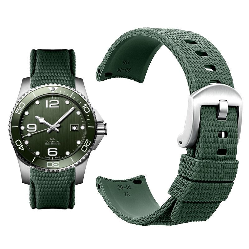 Curved arc-shaped fluororubber Watch strap for original OMEGA X Swatch X Blancpain Scuba Fifty Fathoms MoonSwatch FKM watchband
