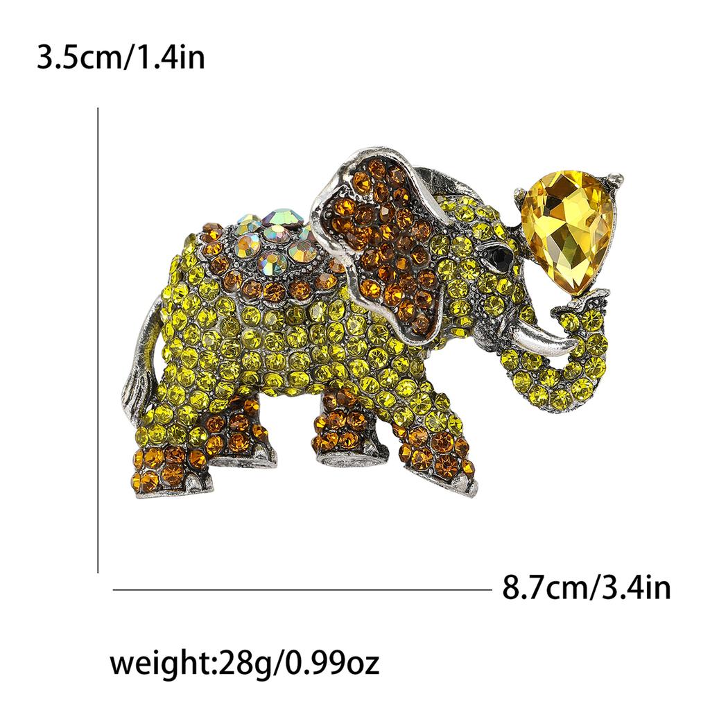 Rhinestone Elephant Brooch for Women Unisex Glass Animal Pin Mammoth Lapel Pins Banquet Party Backpack Gifts Jewelry Accessories