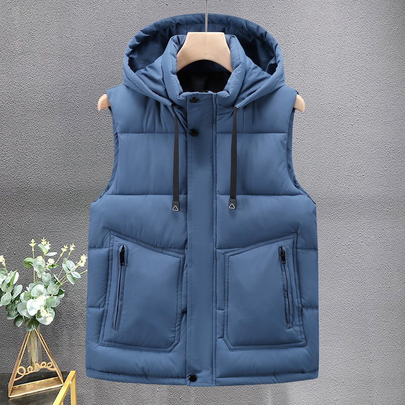 

Мужская зимняя трендовая одежда, свободный толстый пуховик из хлопка с застежкой-молнией, однотонный повседневный жилет с капюшоном XXXXXL