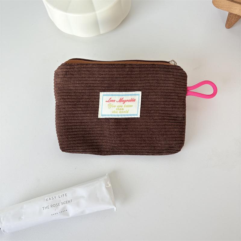 2026 New Corduroy Zero Wallet Solid Color Portable Pocket Wallet Zipper Coin Purse Card Bag Key Earphones Lipstick Case