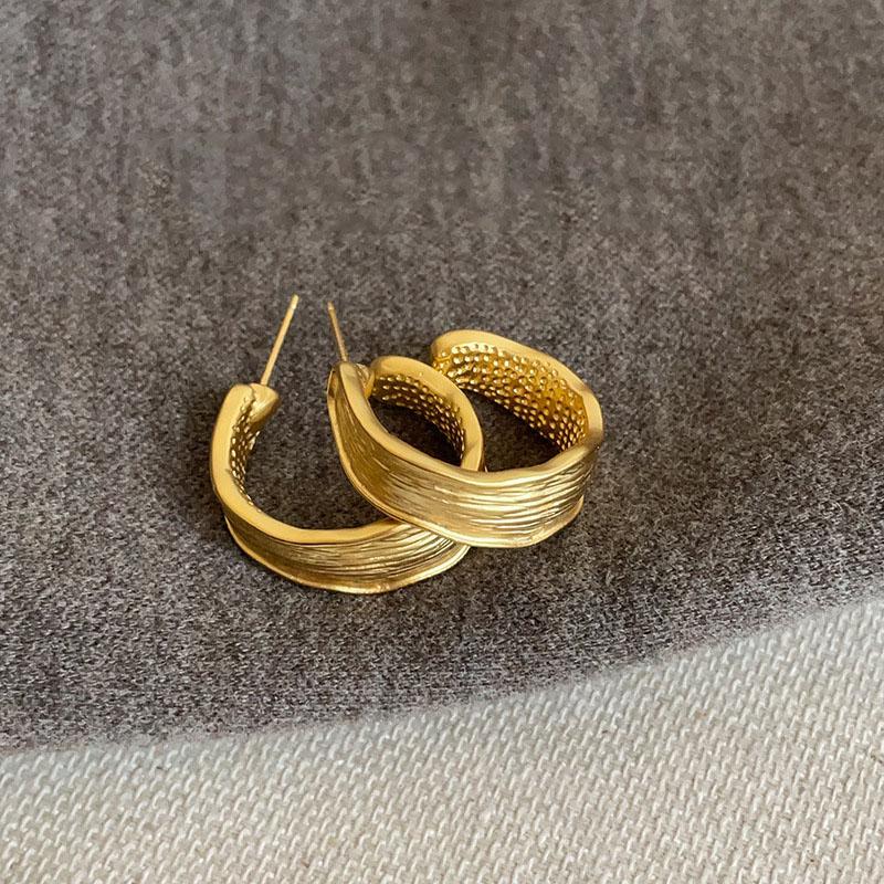 

Vintage Texture C Shape Earrings for Women Irregular Minimalism High Quality Elegent Earrings Daily Wear Fine Jewelry