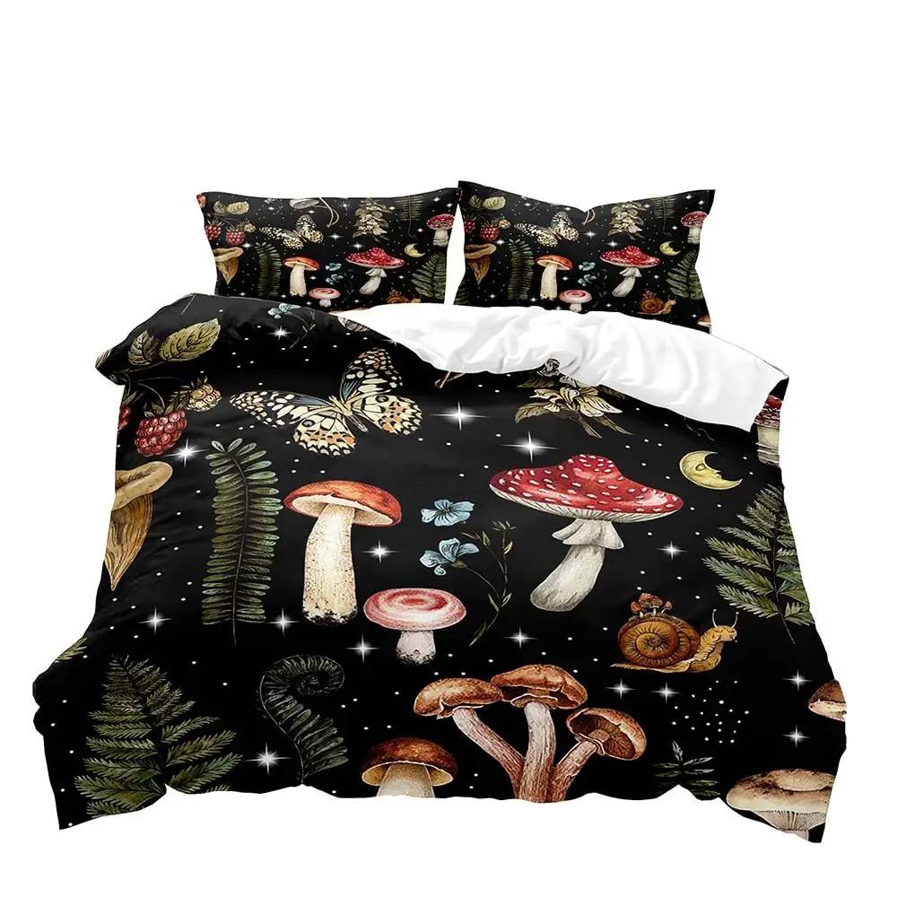 Comforter 3 Pcs Mushroom Bedding Set Butterfly Queen Boys Girls Kids Bedding Star Galaxy Botanical Boho Aesthetic Ultra Soft