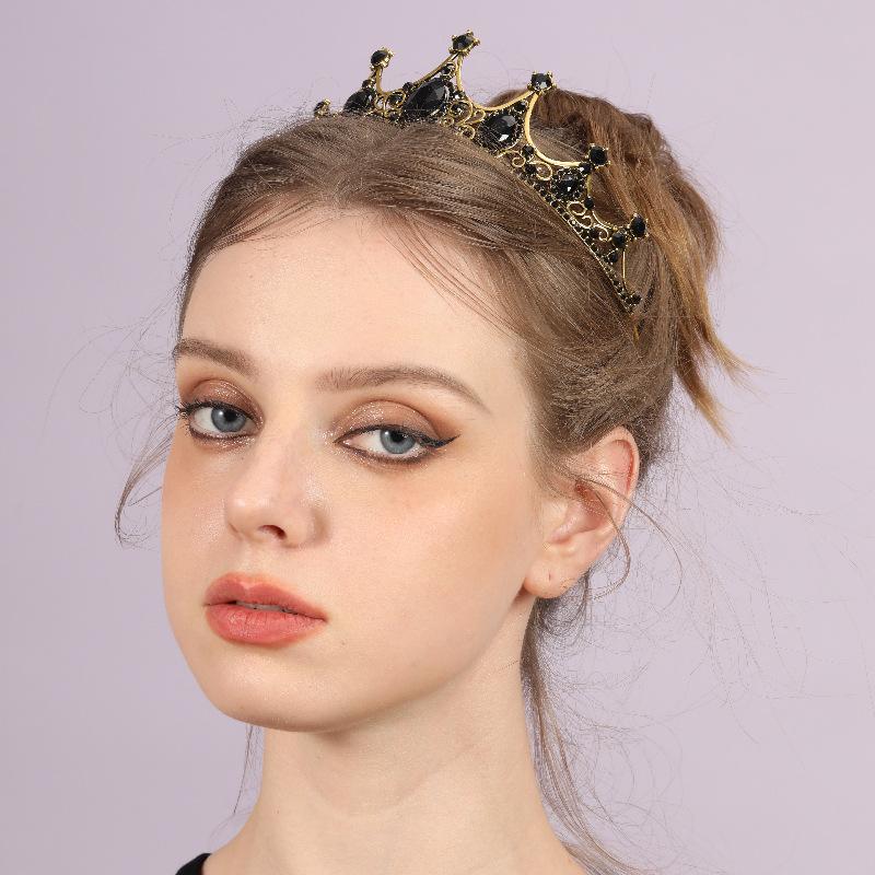 Retro Baroque Crown Tiara Alloy Rhinestone Princess Stage Performance Small Crown Accessories Bridal Jewelry