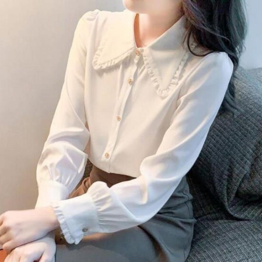 Navava Women Lovely Frill Collar Long Sleeve Blouse Nb2928