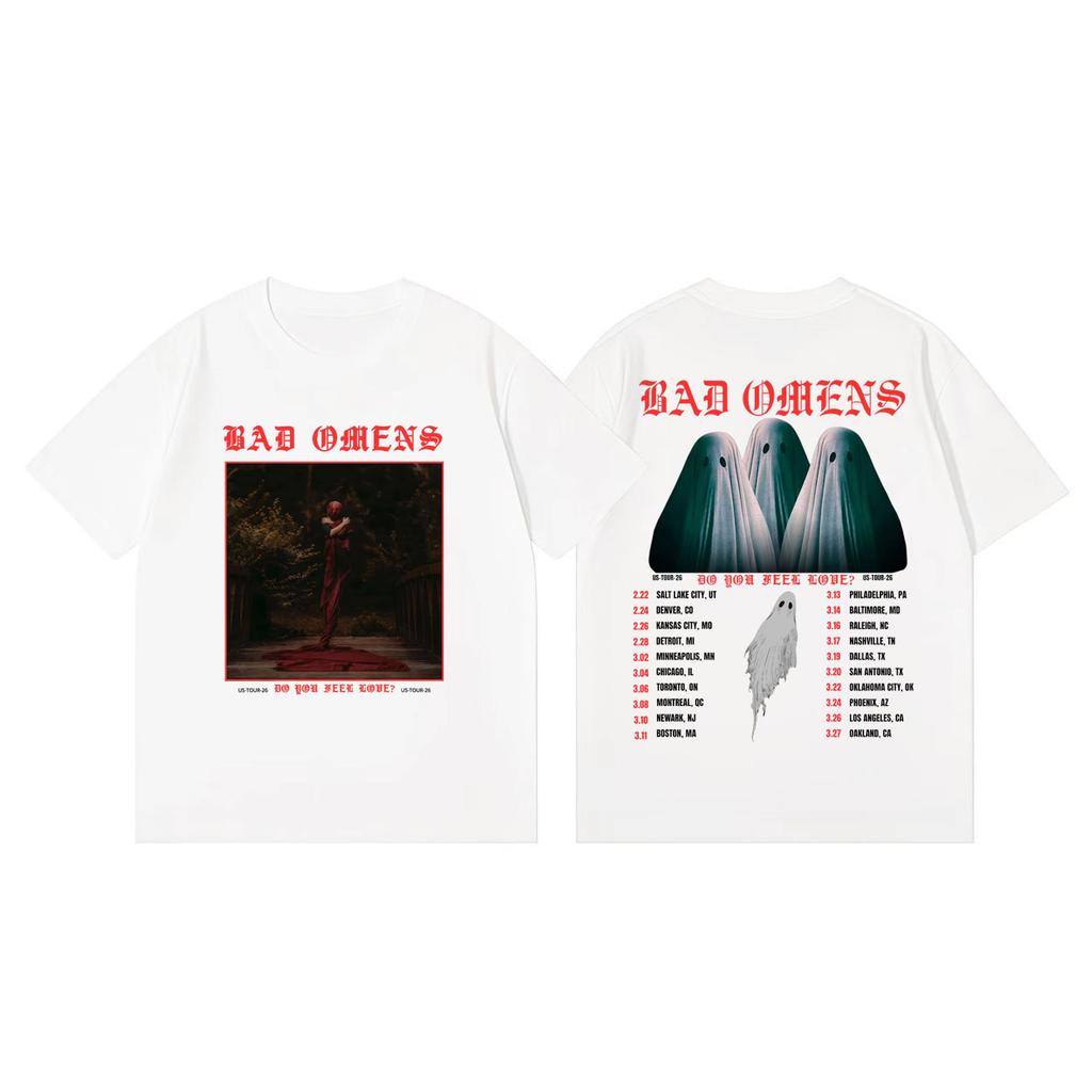 Bad Omens Do You Feel Love Tour 2026 Grafiska T-shirts Gotisk Vintage Kortärmad T-shirt Herr Dam Mode Casual Lös T-shirt