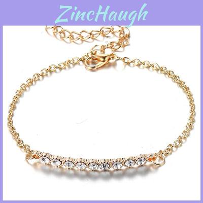 Luxurious Gold Plated Chain Bracelet With Sparkling Rhinestones For Women