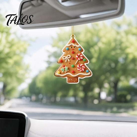 Charming Holiday Interior Decoration Gingerbread Christmas Tree Pendant, Double-sided Acrylic Hanging Ornament for Trinkets Home Decor And Car