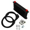 Universal 13 Rows Oil Cooler Kit AN10 Transmission Oil Cooler Kit Oil Filter Adapter with Nylon Stainless Steel Braided Hose