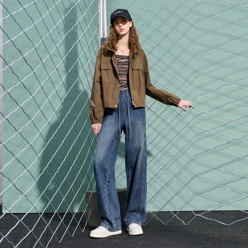 Sancai Women s Lyocell Blend High-Waist Wide-Leg Jeans S