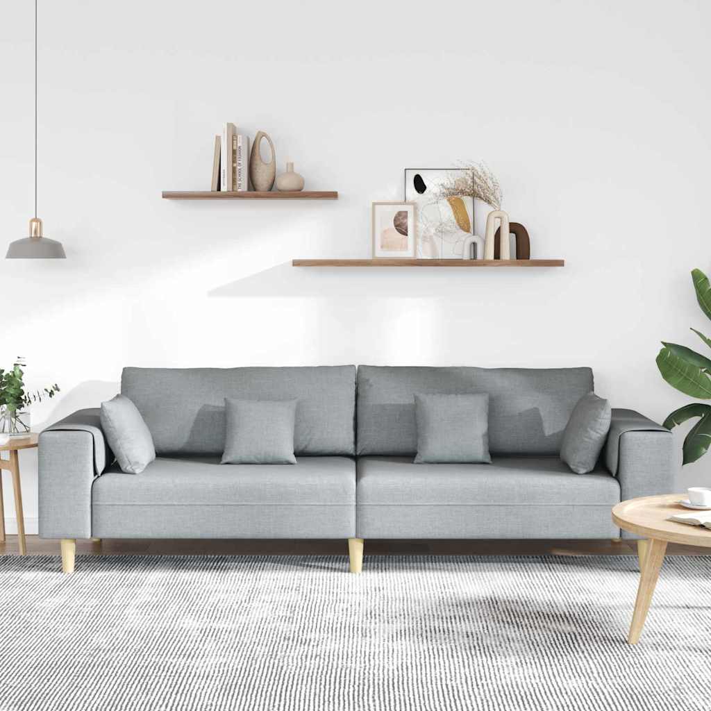 4 Seater Sofa with Cushions Light Grey 250 X 77 X 76 Cm Fabric