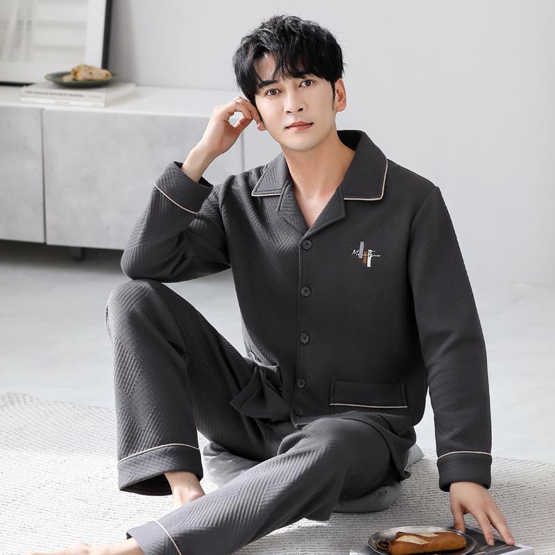 

Пижама с хлопковым утеплителем для мужчин, весенне-осенняя, утолщенная, из чистого хлопка, с длинным рукавом, домашняя одежда, осенне-зимняя, тонкая, зимняя, с хлопковым наполнителем 3XL