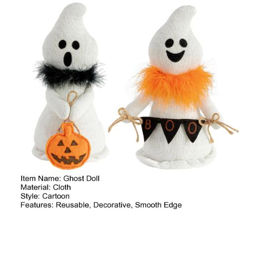1/2Pcs Ghost Figure Plush Fabric Halloween Hanging Ornament Orange Black Scarf Ghost Figurine Ghost Doll Decoration